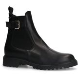 Manfield - Zwarte Chelsea Boots - Leren - Met Gesp