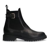 Manfield - Zwarte Chelsea Boots - Leren - Met Gesp