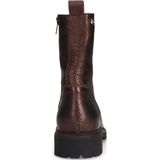 No Stress - Dames - Bronskleurige Leren Veterlaarsjes - Ritssluiting - Platte Hak 2 cm