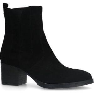 Manfield - Zwarte Enkellaarsjes - Suède - Ritssluiting - Blokhak