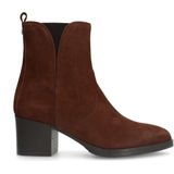 Manfield - Cognac Suède Blokhak Enkellaarzen - Dames