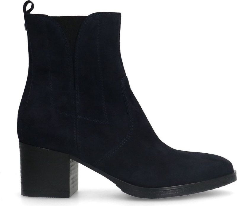 Manfield - Blauwe Suède Enkellaarsjes met Hak - Dames