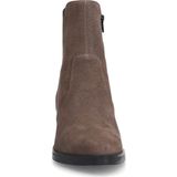 No Stress - Dames - Enkellaarsjes - Taupe - Leren - Glitter Detail - Blokhak 6 cm