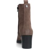 No Stress - Dames - Enkellaarsjes - Taupe - Leren - Glitter Detail - Blokhak 6 cm