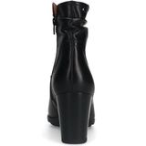 No Stress - Dames - Zwarte leren enkellaarsjes met hak