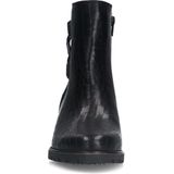 No Stress - Dames - Zwarte leren croco enkellaarsjes met hak met chain