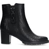 No Stress - Dames - Zwarte leren croco enkellaarsjes met hak met chain