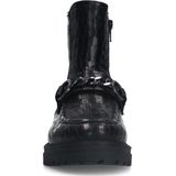 Manfield - Zwarte Enkellaarsjes - Leren - Kettingdetail