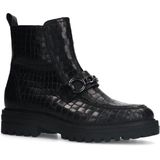 Manfield - Zwarte Enkellaarsjes - Leren - Kettingdetail