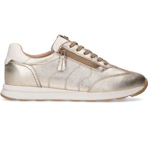 Manfield - Sneakers - Geel - Leer - Gouden Leren Sneakers met Rits