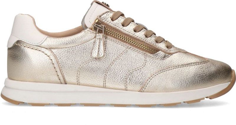 Manfield - Sneakers - Geel - Leer - Gouden Leren Sneakers met Rits