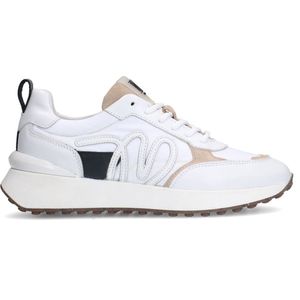 Manfield - Sneakers - Wit - Leer - Witte Zool