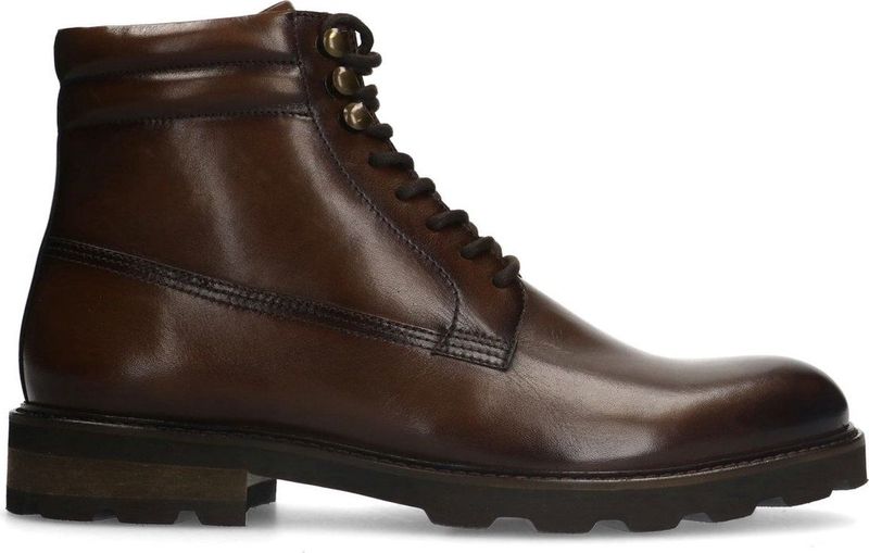 Manfield - Heren - Bruine leren veterboots
