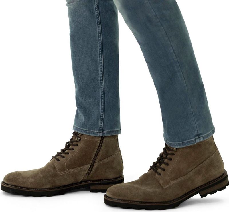 Manfield - Heren - Taupe suède veterboots - Maat 41