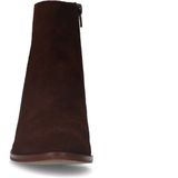 Manfield - Dames - Bruine Suède Enkellaarsjes met Hak - Blokhak 6 cm