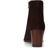 Manfield - Dames - Bruine Suède Enkellaarsjes met Hak - Blokhak 6 cm