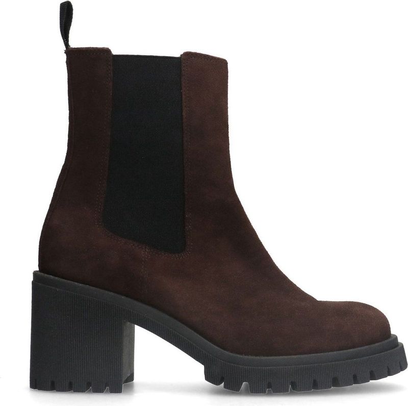 Manfield - Chelsea Boots - Bruin - Suède - Met Hak - 7 cm Hoog
