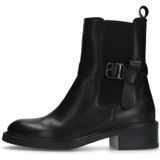 Manfield - Chelsea Boots - Zwart - Leer - Met Gespdetail