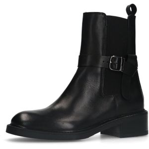 Manfield - Chelsea Boots - Zwart - Leer - Met Gespdetail