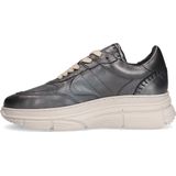 Manfield - Chunky Leren Sneakers - Zilver - Vetersluiting - Chunky Zool