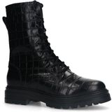 Manfield - Biker Boots - Zwart - Leren Enkellaarsjes