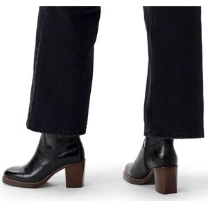 Manfield - Enkellaarsjes - Zwart - Leer