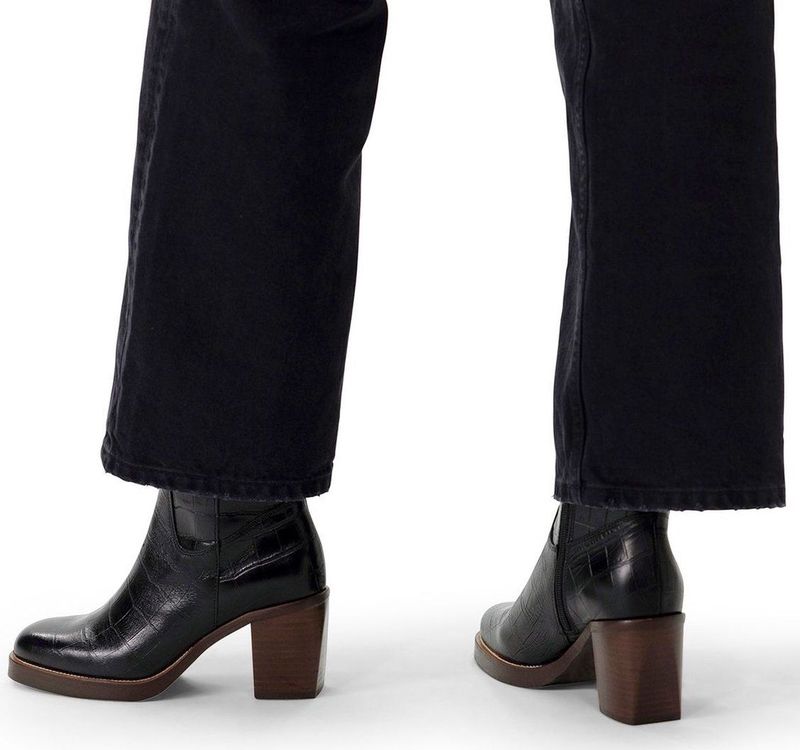 Manfield - Enkellaarsjes - Zwart - Leer