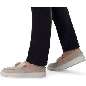 Manfield - Suède Loafers - Beige - Suède - Kwastjes - Sportieve Witte Zool