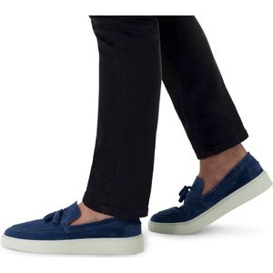 Manfield - Heren - Blauwe Suède Loafers - Suède - Met Kwastjes