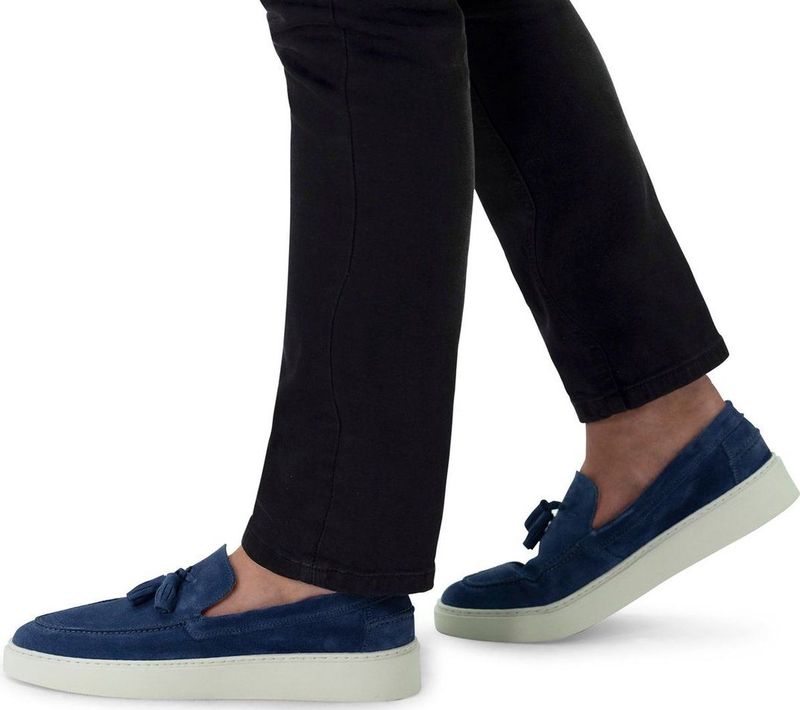 Manfield - Heren - Blauwe Suède Loafers - Suède - Met Kwastjes