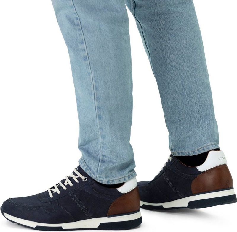 Van Lier - Heren - Blauwe nubuck sneakers
