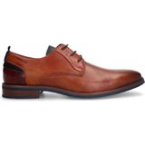 Van Lier - Heren - Cognac Leren Veterschoenen - Cognac - Leren