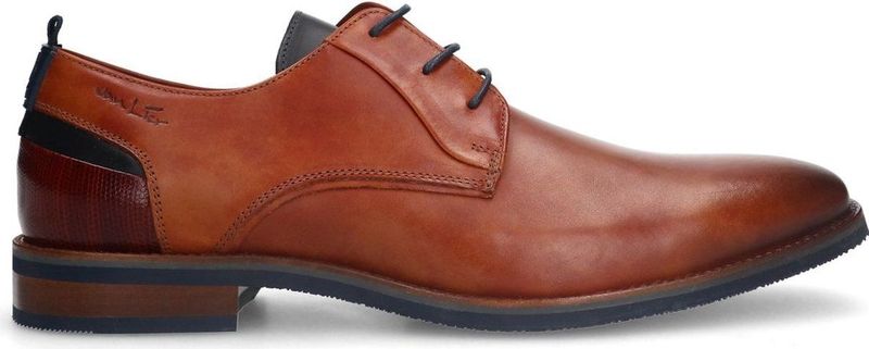Van Lier - Heren - Cognac Leren Veterschoenen - Cognac - Leren