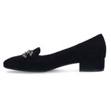 Manfield - Zwarte Suède Loafer Pumps - Platte Hak - Vierkante Neus