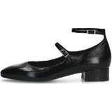 Manfield - Mary Jane Pumps - Zwart - Lakleer - Ronde Neus - Dubbele Gesp