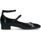 Manfield - Mary Jane Pumps - Zwart - Lakleer - Ronde Neus - Dubbele Gesp