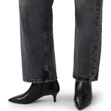 Manfield - Dames - Zwarte leren enkellaarsjes met hak