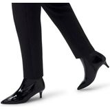 Manfield - Zwarte Enkellaarsjes - Lakleer - Hak 5 cm