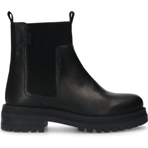 Manfield - Dames - Zwarte leren chelsea boots