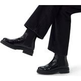 Manfield - Dames - Zwarte leren chelsea boots