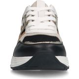 Manfield - Dames - Zwarte leren sneakers