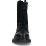 Manfield - Dames - Zwarte leren veterlaarsjes