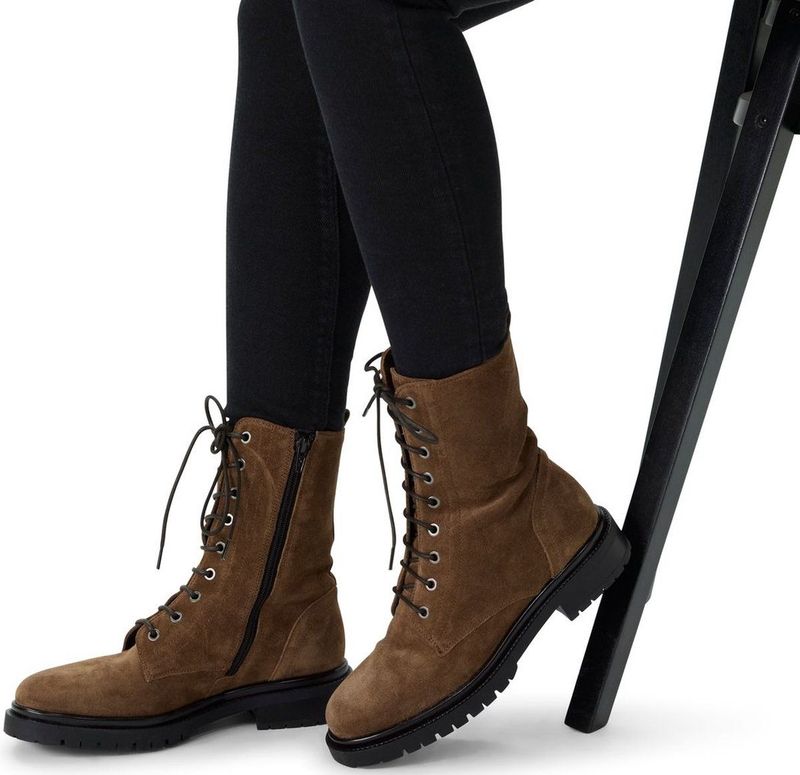 Manfield - Dames - Veterlaarsjes - Taupe - Suède