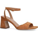 Manfield - Sandalen - Beige - Suède - Hakhoogte 7 cm