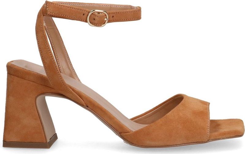 Manfield - Sandalen - Beige - Suède - Hakhoogte 7 cm