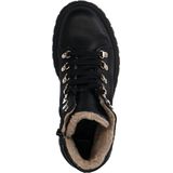 Manfield - Dames - Zwarte leren veterlaarsjes