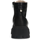 Manfield - Dames - Zwarte leren veterlaarsjes