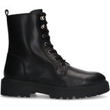 Manfield - Dames - Zwarte leren veterlaarsjes
