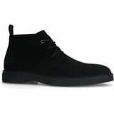 Manfield - Zwarte Veterschoenen - Suède - Heren Enkellaarsjes