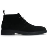 Manfield - Zwarte Veterschoenen - Suède - Heren Enkellaarsjes